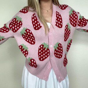 Pink Strawberry Hot Topic Cardigan Size S/M